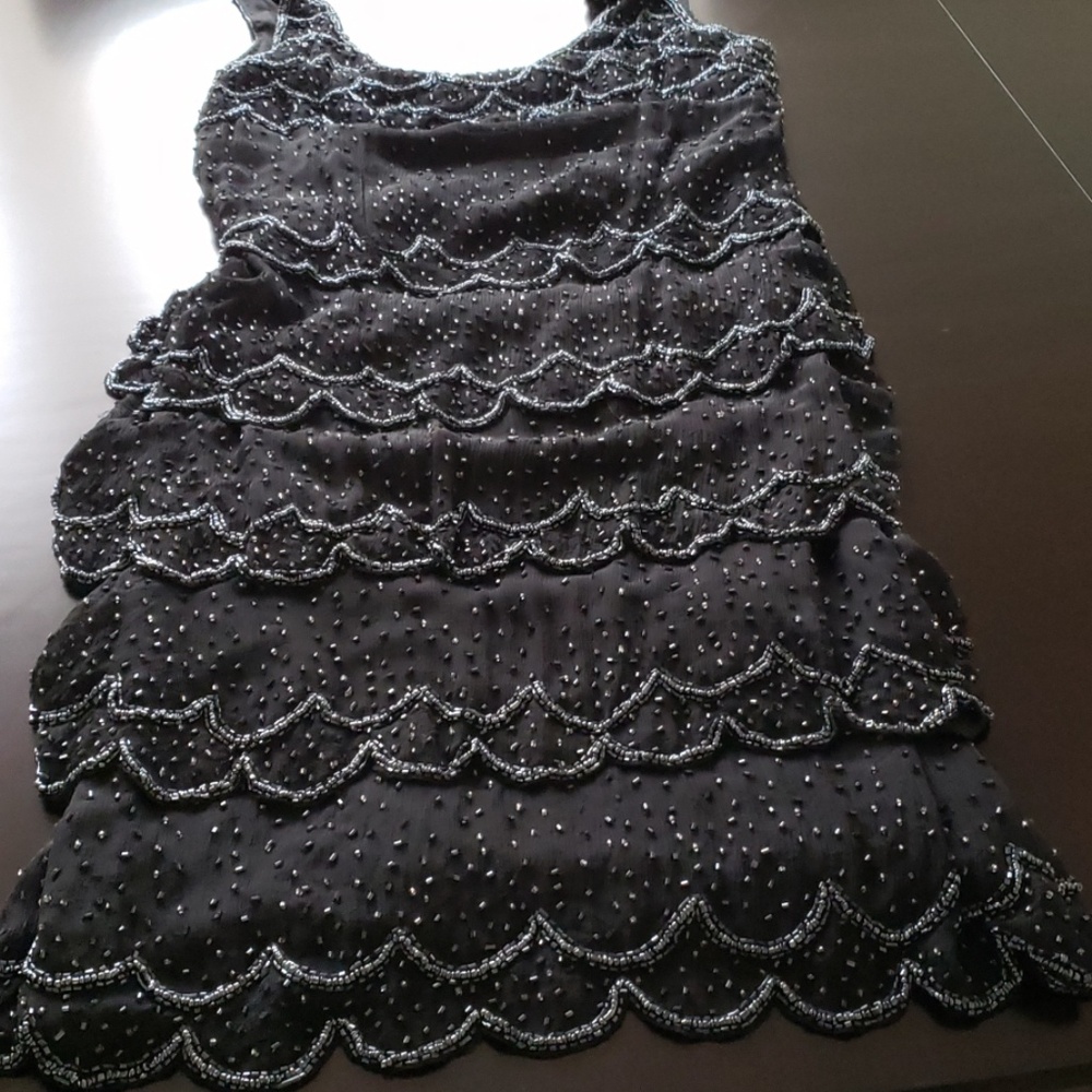 Black, beaded silk dress